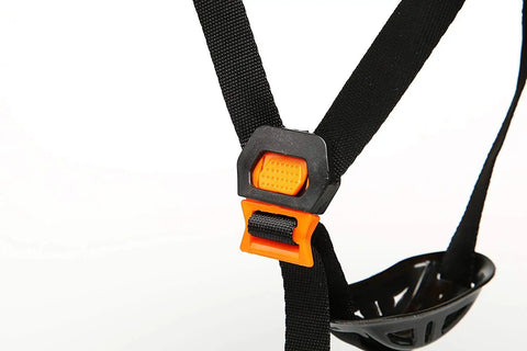 Close-up of adjustable strap and buckle of Adjustable ABS Safety Hard Hat With 6 Point Suspension And Clear Visor For Work At Height Climbing