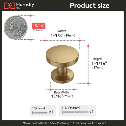 10 Pack Champagne Bronze Cabinet Knobs Round Dresser Drawer Knobs And Champagne Bronze Cabinet Pulls Zinc Cabinet Hardware dimension chart