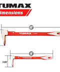 Two Piece Nail Puller Set With 12 Inch Pry Bar And 8 Inch Mini Crowbar Cat Paw Nail Remover dimensions shown.
