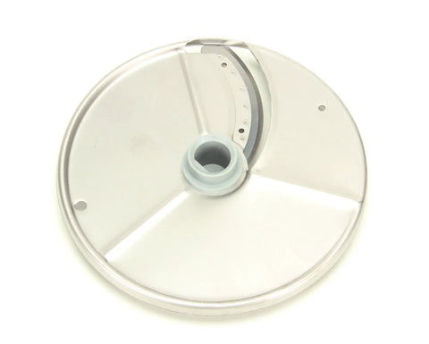Pro Grade Slice Plate For Commercial Food Processor 6mm Model 27786 OEM Replacement Part showing top view and metal finish