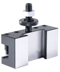 BXA Style 2 Extra Large Quick Change Tool Holder for 3/4 inch turning tools, steel, shown from side view, fits 10 to 15 inch swing lathe