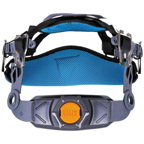 Interior headgear of Carbon Fiber Full Brim Hard Hat With Rechargeable Headlamp Vented ANSI Z89.1 Class C Type 1 helmet