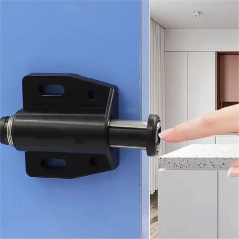 Push Latch Set 2 Pack for Cabinets and Wardrobes White Finish No-Fuss Push To Open Closers with Included Screws, push latch button