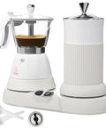 Straight Fire Game Changer Electric Espresso Machine With Fast Steam Milk Frother Two In One Countertop Coffee Brewer in white.