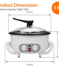 Front view of Electric Home Coffee Roaster For Beans And Nuts 110V Kitchen Roaster with timer and adjustable temperature.