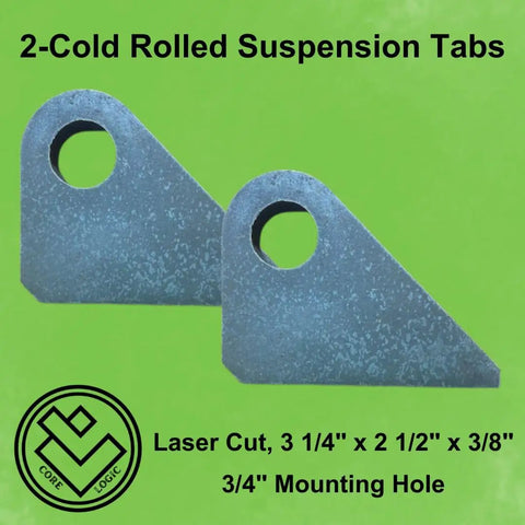Two Pack Heavy Duty Suspension Mount Tabs In Three Eighths Inch Cold Rolled Steel With Three Quarter Inch Hole