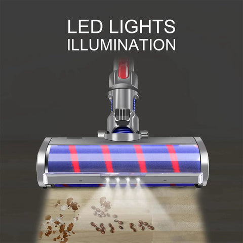 Soft Roller Vacuum Head For Cordless Dyson V7 V8 V10 V11 V15 Hardwood Floor Attachment with LED lights illuminating debris