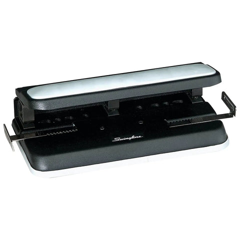 Heavy Duty 2 To 7 Hole Punch With Adjustable Head And Easy Touch Handle 32 Sheet Capacity All Metal Construction Black And Gray Office Workhorse Hole Punch Built For High Volume Projects