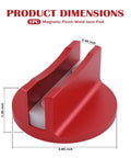 Red Magnetic Pinch Weld Jack Pads For Floor Jacks Aluminum Grooved Pinch Weld Adapter With 0.46 Inch Slot, dimensions shown