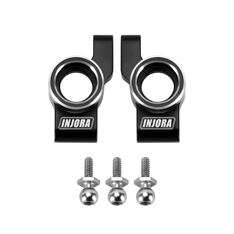 Beefed Up Aluminum Front And Rear Suspension Arms With Steering Knuckles, Caster Blocks, CHubs And Rear Hubs For Losi Micro B And Micro T Buggy Upgrade Direct Replacement showcasing silver and black knuckles with screws.