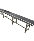Heavy Duty Workhorse PVC Conveyor System With Wear Resistant Belt And Middle Support Roller 177 By 15.7 Inch Adjustable Speed From 13 To 65 Feet Per Minute Rubber Leg Stand 110V Great For Coding Marking And Packaging, angled view