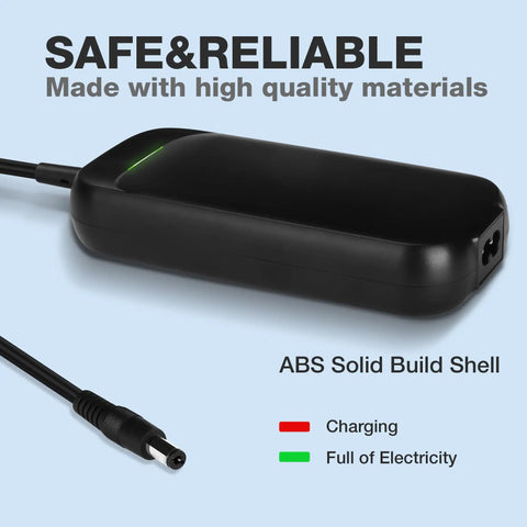 54.6V 2A Lithium Battery Charger For 48V 13S Ebike Pedicab Bicycle with DC 5.5mm Plug, ABS shell, LED indicator shown