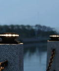 Outdoor No Fuss Post Cap Lights For 4x4 And 6x6 Wooden Posts Waterproof Fence Deck Or Patio Lighting at dusk on stone posts