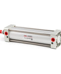Standard Pneumatic Air Cylinder 63 mm Bore 200 mm Stroke Double Acting With NPT Three Eighth Port Aluminum Body in side view