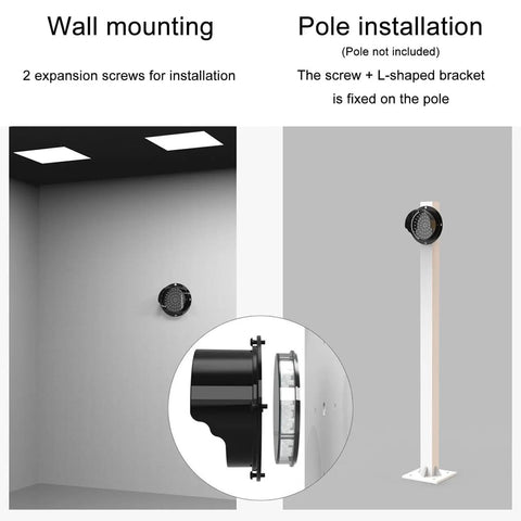 Top Tier Heavy Duty Led Loading Dock Traffic Light With Rugged Waterproof Housing And Extended Cord Remote Switch For Hella Secure Yard Work And Smooth Traffic Control mounted on wall and pole with installation details.