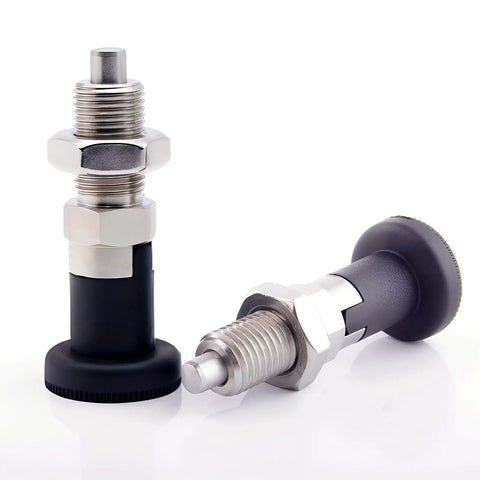2 Pack Beefy Push Fit Ball Nose Spring Plungers M12x1.5 Stainless Steel Self Locking Indexing Plunger With Knob Positioning Pin And Lock Nut