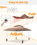 13x13 Pop Up Gazebo Outdoor Canopy Shelter With Four Sandbags No Fuss Quick Setup Sun Shade Canopy showing setup process