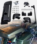 Harley Touring Trunk Lid Latch Cover Kit Billet Zinc Alloy Black With Keyhole for Stock Lock, parts and assembled on bike