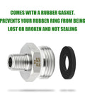 Five Pack 304 Stainless Steel Garden Hose Adapters Three Quarter Inch GHT Male To Three Eighth Inch NPT Male With Washers