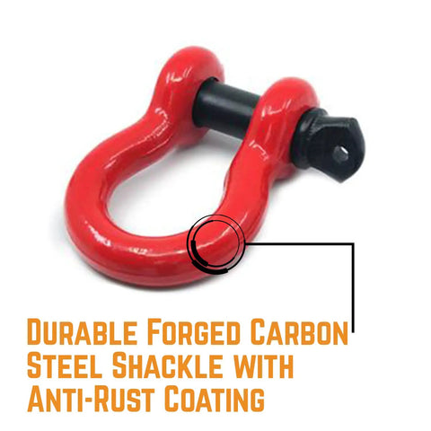 Heavy Duty D Ring Shackles 58000 Lbs Capacity Tow Shackle With Seven Eighth Inch Pin And Washers For Off Road Recovery Red 2 Pack