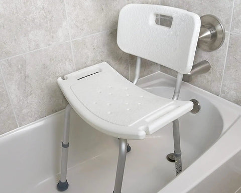 FSA/HSA Eligible Adjustable Shower Chair With Easy Tool-Free Assembly, Durable Aluminum Bath Seat Bench in tub