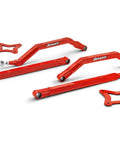 Heavy Duty Arched Boxed Rear Radius Arms For Polaris RZR XP Turbo And XP 4 Turbo 2016 Plus Red, hardware shown