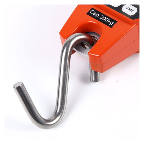Built Like A Tank Digital Crane Scale With A Slick Backlit Lcd Screen And Solid Stainless Hook detailed close-up of stainless hook