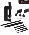 Front view of Winmax 13pc motorcycle chain breaker kit with clamp, pins, spring, and rods