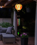 Solar Wind Chimes For Outdoors Featuring Cardinal Hot Air Balloon Glass Wind Chimes With Flickering Flame Night Light Music
