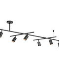 Six Light Track Lighting With Center Swivel Bar And Adjustable Heads In Matte Black Finish For Kitchens And Open Spaces