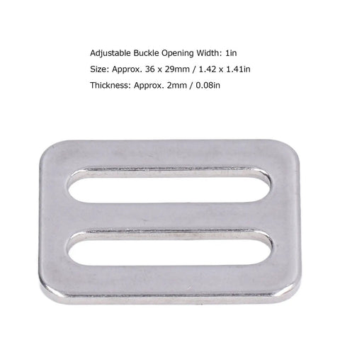 Heavy Duty Adjustable Buckle Fasteners 316 Stainless Steel Webbing Sliders Strap Keepers With Quick Release Clips 1 Inch Wide 10 Pack Built Tough For Bags Gear And Outdoor Use, front view