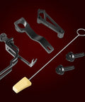 Ford Timing Belt Tools Set for 4.6L 5.4L and 6.8L 3V Engines including cam phaser holder, wedge, and crank tool displayed on red background