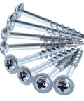 Close-up of 25mm Cross Carbon Steel Self Tapping Wood Screws Set, 100 Pcs Anti Rust Galvanized Pocket Hole Fasteners