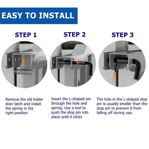 Installation steps for Two Pack Trailer Gate Pin And Spring Latch Kit For Utility And Carry On Trailers, Heavy Duty Gate Latch Repair Kit
