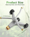 Heavy Duty Metal Rotary Lawn Sprinkler With 3 Arm Automatic Revolving Whirl And Wheeled Base Chainable for even coverage