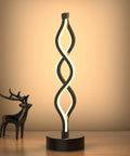 Spiral LED Table Lamp With Dimmer In Slick Black Finish Touch Control Bedside Light With Three Color Temperatures 15.8 Inch Tall