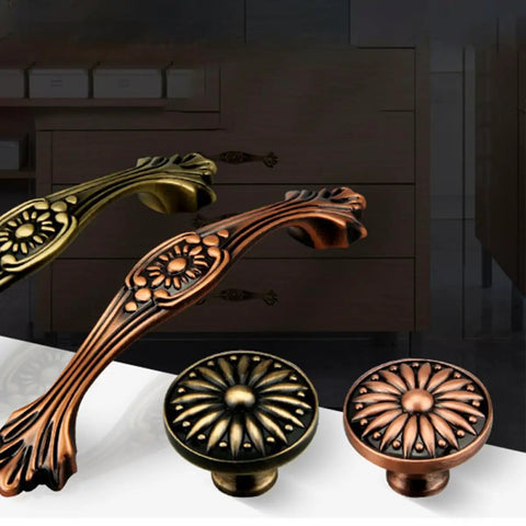 Two Pack Zinc Alloy Cabinet Handles With Antique Bronze Finish Drawer Knobs For Wardrobe And Cupboard Doors Single Hole Mount