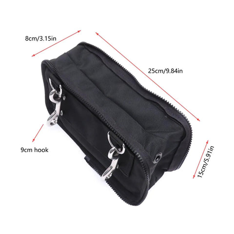 Scuba Diving Storage Pocket With Double Ended Hook For Sidemount Gear And Water Sports Durable Nylon Multi Pocket Pouch With Zipper