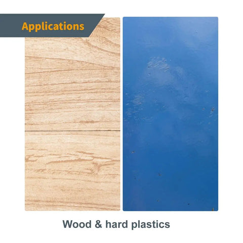 Knockout Router Inlay Kit Featuring Solid Brass Bushing Guide and Precision Centering Pin with Tungsten Carbide 1/4 Inch Upcut Downcut Spiral Bits for Smooth Template Tracking and Badass Woodworking Projects. Image shows examples of wood and hard plastic applications.