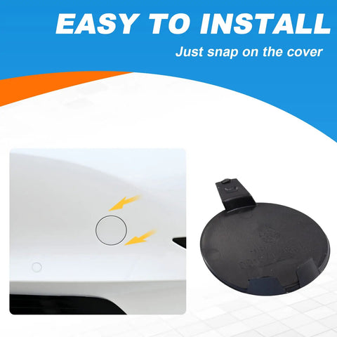 Front Bumper Tow Hook Cover for Tesla Model 3 2017 2018 2019 Left Driver Side Towing Eye Cap 108417300E install diagram