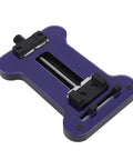 Premium PCB Holder Tool for Repair, Flexible Clamp With 0-70mm Jaw, tempered glass panel, purple base angle view