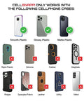 Image showing cell phone cases compatible with the Universal Dual Phone Carrier With Strong Magnetic Mounts For Smart Device Storage.