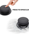 Universal All Metal Bath Tub Drain And Overflow Kit With Easy Install, Matte Black Tub Drain Replacement showing push mechanism.