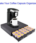 Space Saving Coffee Pod Storage Drawer With Three Easy Open Drawers Fits 36 K Cup Or 48 Nespresso Pods Black Countertop Organizer