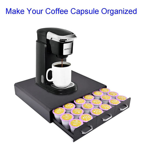 Space Saving Coffee Pod Storage Drawer With Three Easy Open Drawers Fits 36 K Cup Or 48 Nespresso Pods Black Countertop Organizer