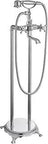 Solid Brass Freestanding Bathtub Faucet Floor Mount Tub Filler With Handheld Shower Double Cross Knobs Bathroom Mixer Tap