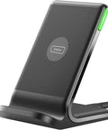 Black 15W Fast Wireless Charger Pad with Sleep Friendly Adaptive Light for iPhone 17 16 15 14 Pro Max and Samsung Galaxy S25 S24