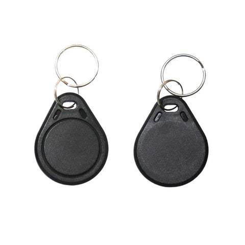 Two black 100 Pieces 13.56MHz RFID Key Fob Proximity Cards ISO14443A Read Only For Electronic Door Locks.