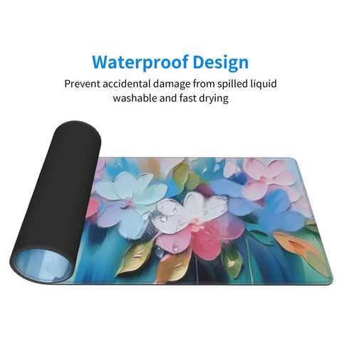 Large Extended Gaming Mouse Pad With Non Slip Rubber Base And Stitched Edges 31.5 X 11.8 Inch Desk Pad For Keyboard And Mouse Floral Oil Flower Pattern Ultra Smooth Glide Office And Gaming Setup.