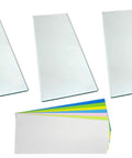 Three Sheets Of Five Sixteenth Inch By Five Inch By Twelve Inch Dead Flat Float Glass With Seven Lapping Film Sheets